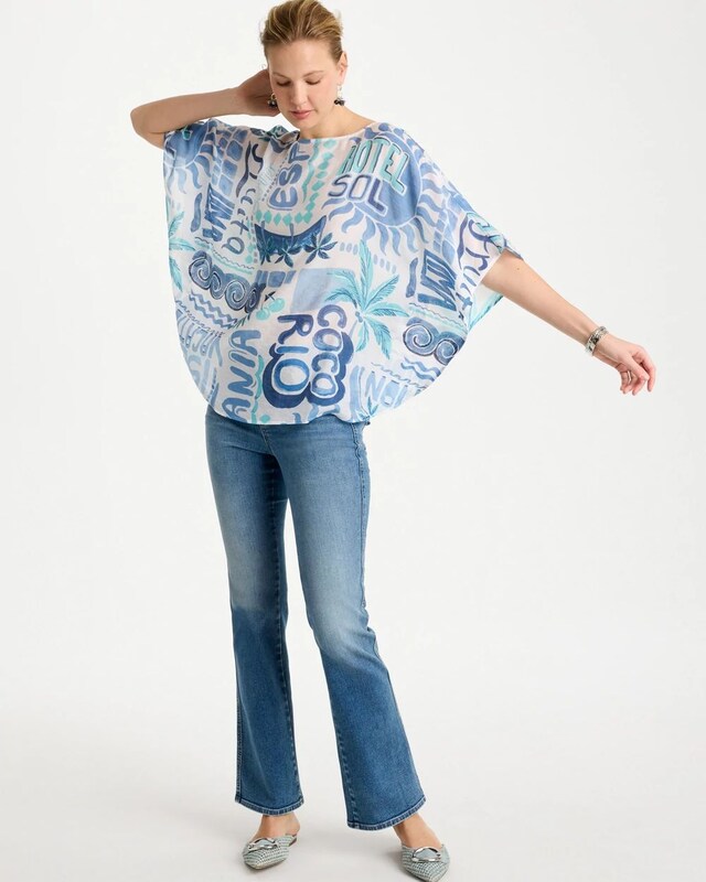 Island Printed Poncho - image 2